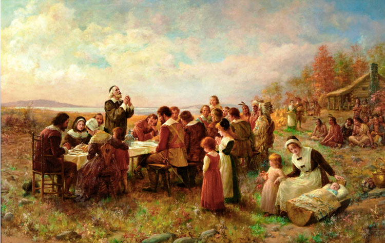 picture of pilgrims on giving thanks