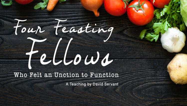 Four Feasting Fellow cover photo - vegetables on table - a teaching by David Servant