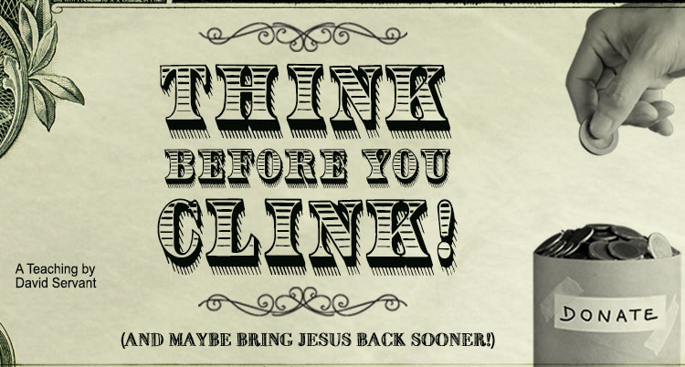 E-Teaching graphic with title, "Think Before You Clink, and Maybe Bring Jesus Back Sooner"