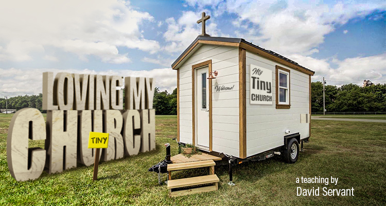 E-Teaching banner with tiny church